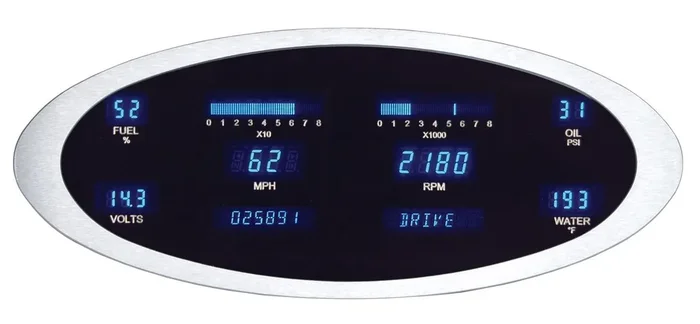 Dakota Digital 6-Gauge Ion VFD System Brushed – Blue
