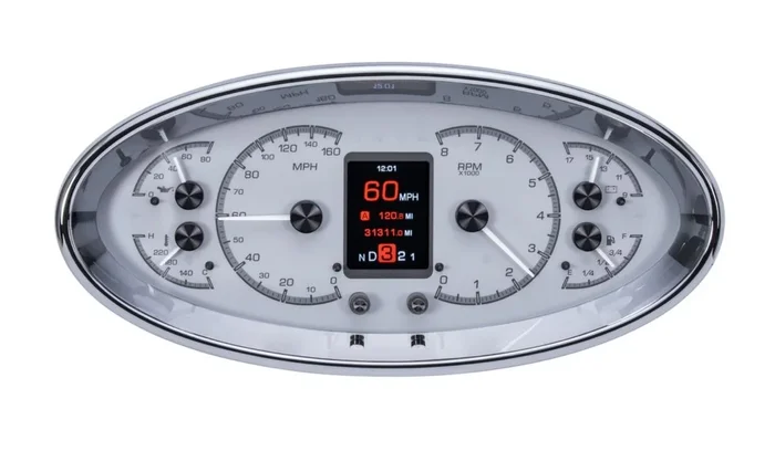 Dakota Digital Universal Oval HDX System, Silver Face