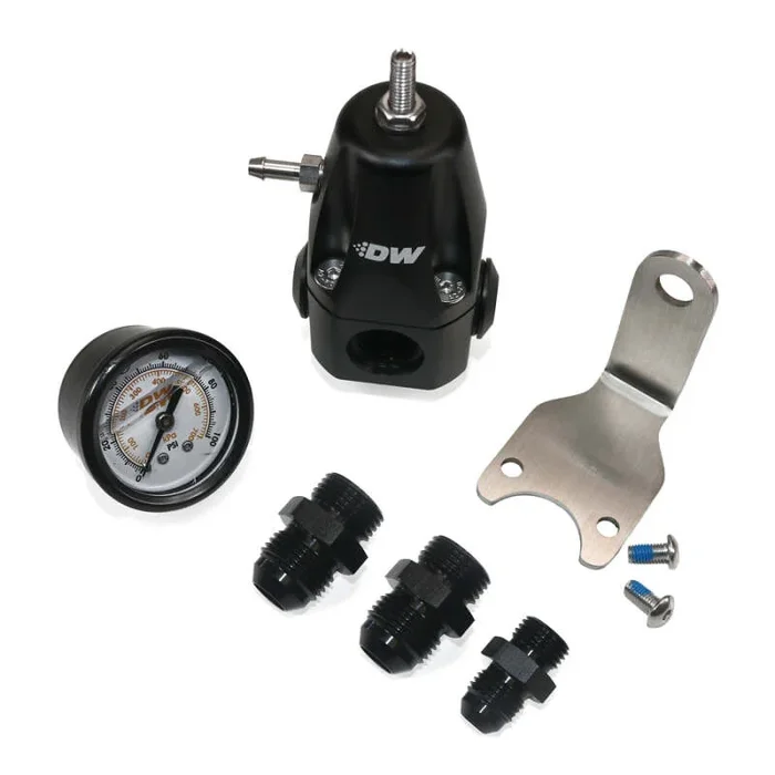 DeatschWerks DWR1000 AFPR + Pressure Gauge + 8AN & 6AN Fittings – Anodized Black