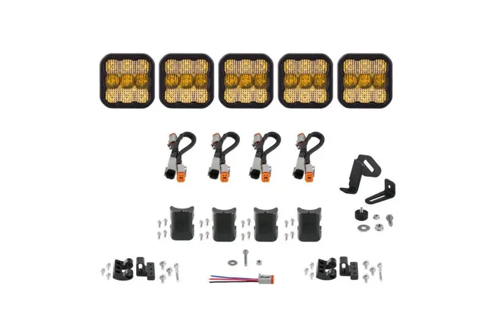 Diode Dynamics SS5 Sport Universal CrossLink 5-Pod Lightbar – Yellow Combo