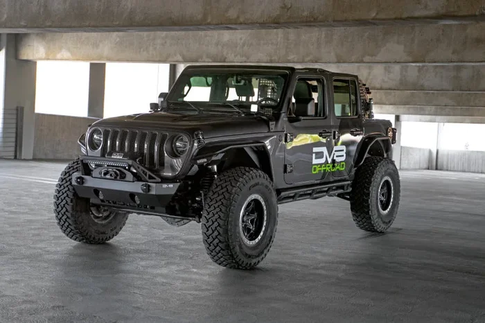 DV8 Offroad 07-23 Jeep Wrangler/Gladiator JT/JK/JL FS-25 Stubby Front Bumper w/Plated Bull Bar78.7 lb