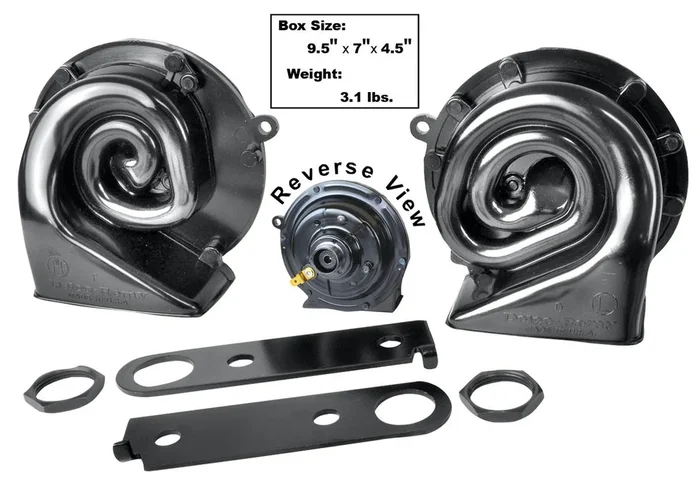 Dynacorn 1967-79 Camaro / Chevelle / Chevrolet / Chevrolet Truck / El Camino / Firebird / GTO / Impala / Nova Horn Set with Universal Brackets 6 Pieces