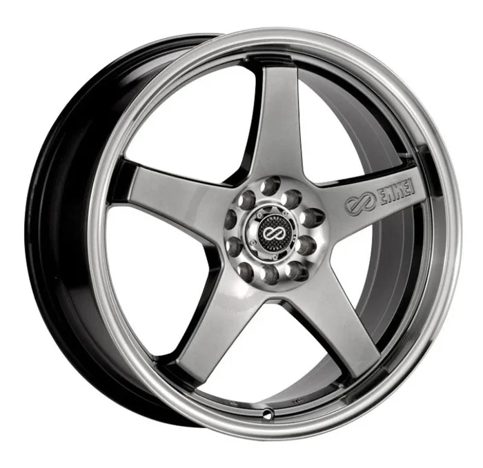 Enkei EV5 17×7 5×100/114.3 45mm Offset 72.6 Bolt Diameter Hyper Black w/ Machined Lip Wheel