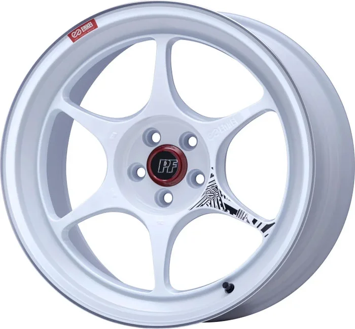 Enkei PF06 18×8.5in 5×100 BP 48mm Offset 75mm Bore White Machined Wheel
