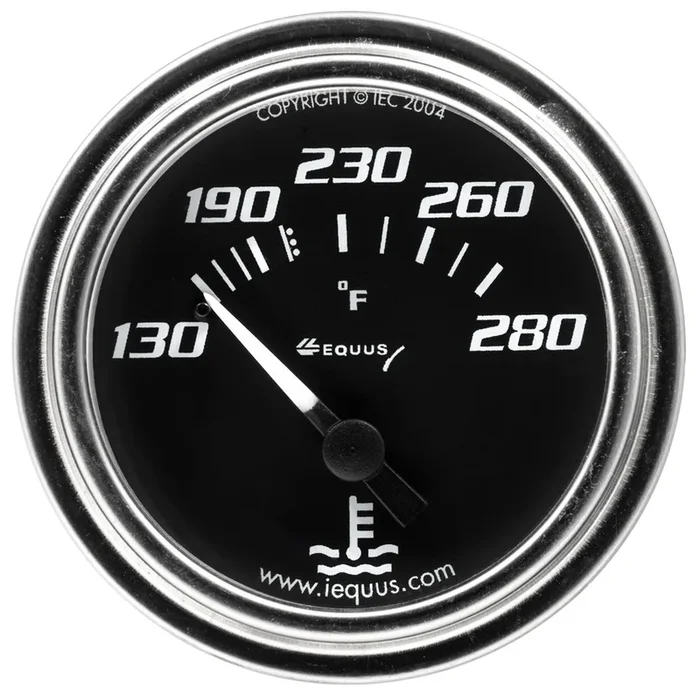 Equus 2.0 Dia Water Temp Gauge Chrome 130-280