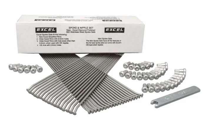 Excel Front Spoke/Nipple Set (w/ Wrench) – 9 Gauge / 36 Qty – Silver2.0 lb