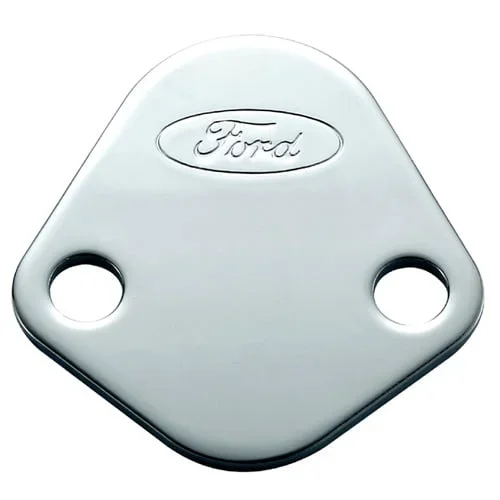 Ford Fuel Pump Block-Off Plate Chrome w/Ford Logo
