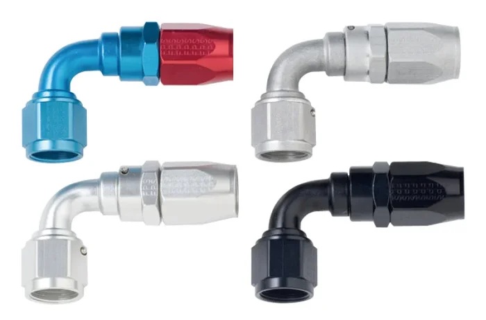 Fragola -20AN x 90 Degree Power Flow Hose End – Blue/Red