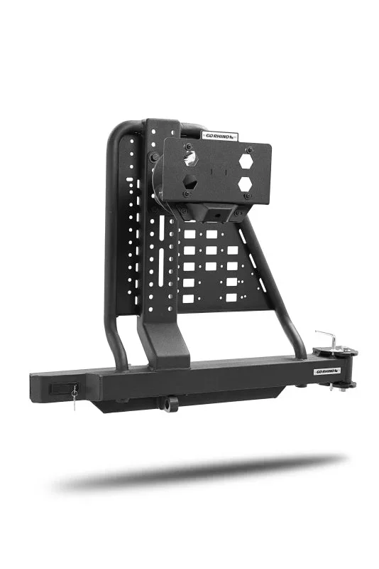 Go Rhino Swing-A-Way Hitch Mounted Tire Carrier (Lic. Plate Lights Not Included) – Textured Black