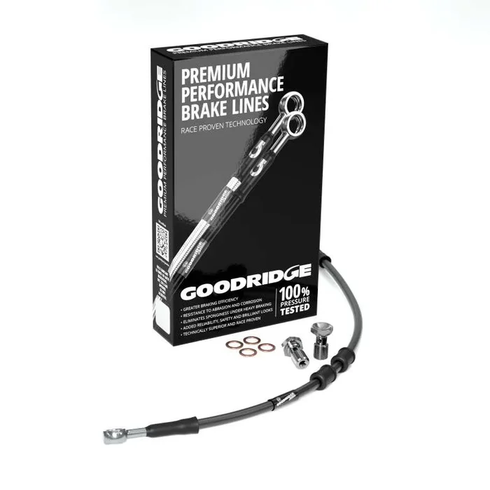 Goodridge 01-05 HD VRSCA V-ROD -4in Black Brake Line Kit w/Stainless Steel Fittings