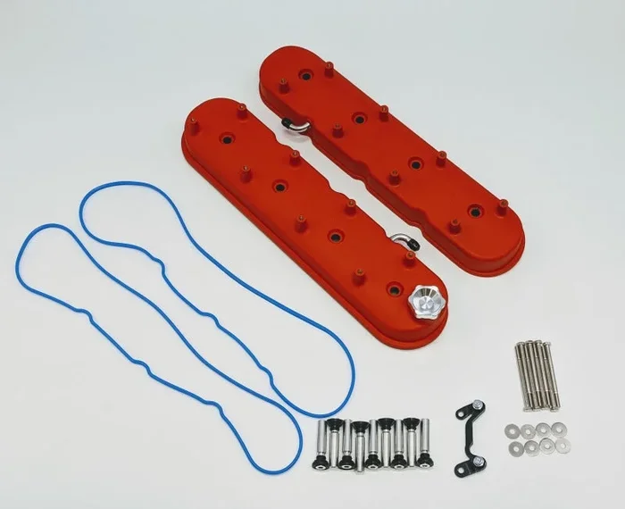 Granatelli 96-22 GM LS Tall Valve Cover w/Integral Angled Coil Mounts – Red Wrinkle (Pair)