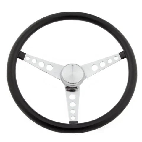 Grant Classic 15in Black Vinyl Wheel – Chrome 3-Spoke