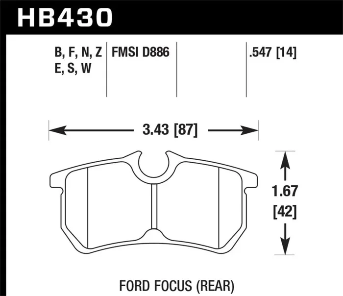 Hawk 00-07 Ford Focus DTC-30 Rear Race Brake Pads1.8 lb