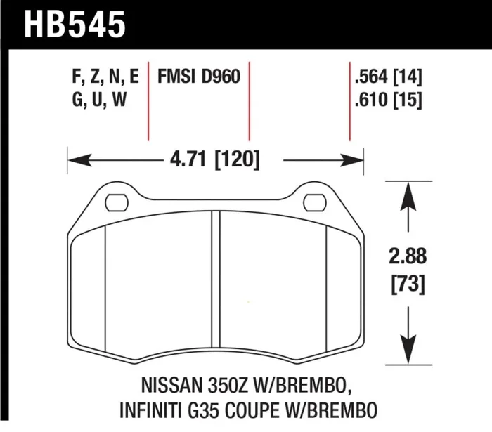 Hawk 03-04 Infiniti G35 / 04-09 Nissan 350z w/ Brembo Brakes DTC-70 Race Front Brake Pads4.5 lb