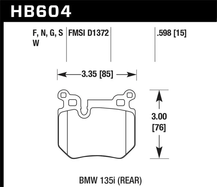 Hawk BMW 135i DTC-60 Race Rear Brake Pads2.9 lb
