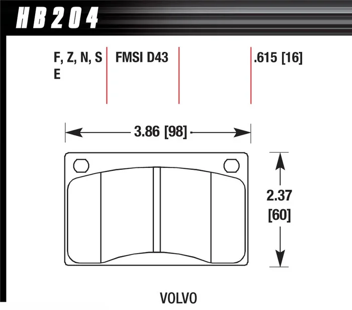 Hawk Brake Brake Pads Volvo Front HP Plus