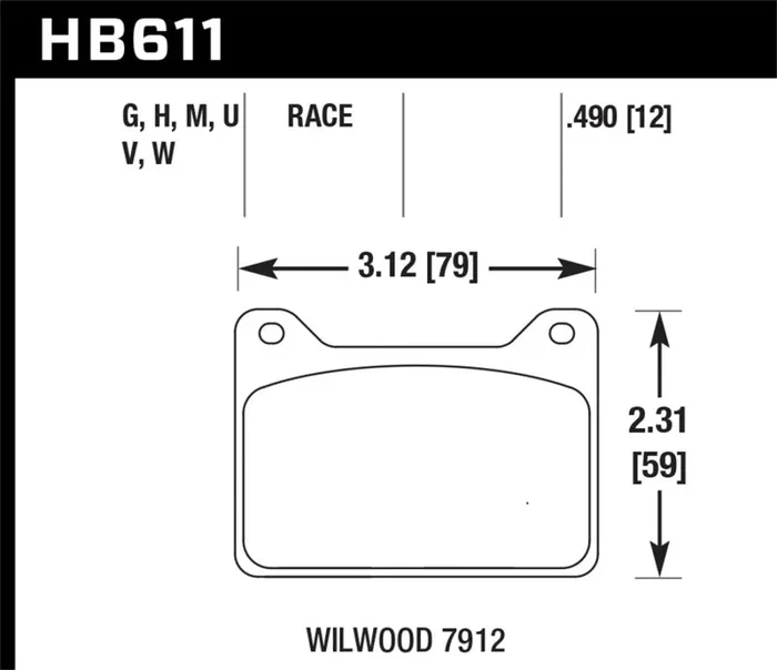 Hawk Willwood 7912 DTC-60 Race Brake Pads2.0 lb