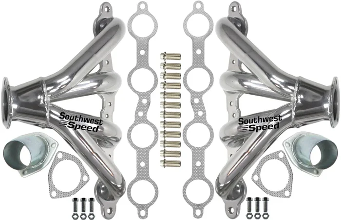 HEADER,LS1,LS6 SWAP,1 5/8″ TIGHT,BLOCK HUGGER,2 1/2″,POLISHED STAINLESS STEEL