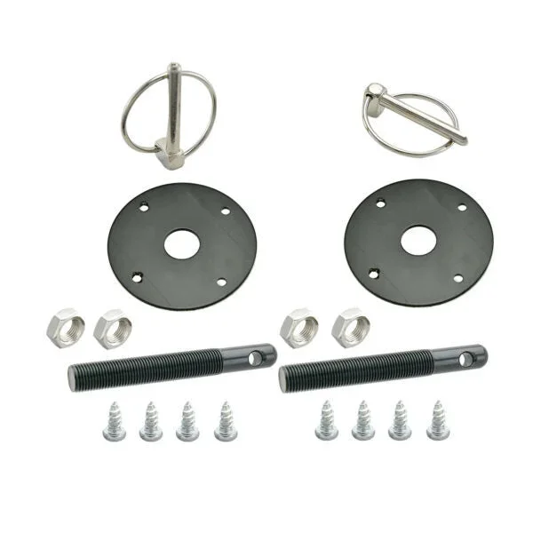 Hood Pin Kit Flip-Over Clips 1/2in Dia. Black