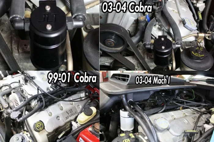 J&L 99-04 Ford Mustang SVT Cobra Driver Side Oil Separator 3.0 – Black Anodized1.9 lb