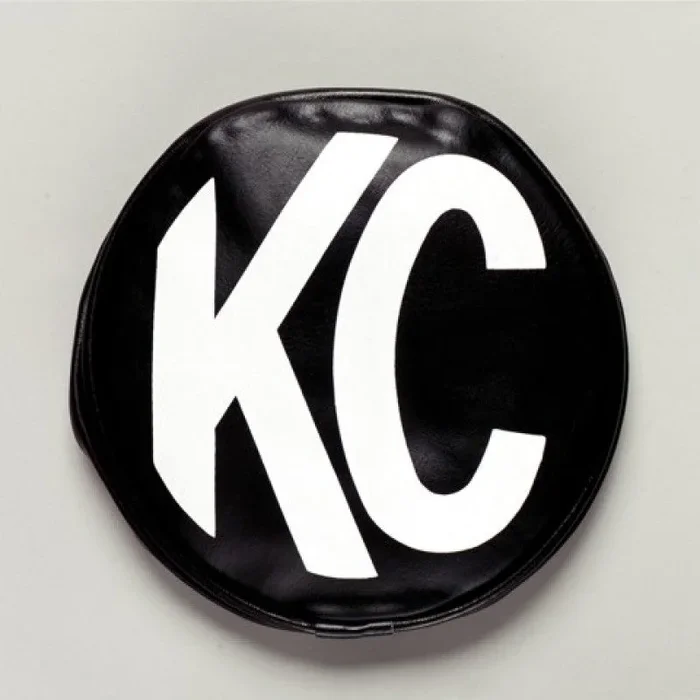 KC HiLiTES 5in. Round Soft Cover (Pair) – Black w/White KC Logo