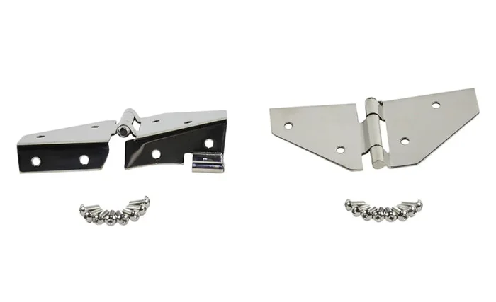 Kentrol 76-95 Jeep CJ/Wrangler YJ Windshield Hinge No Mirror Holes Pair – Polished Silver