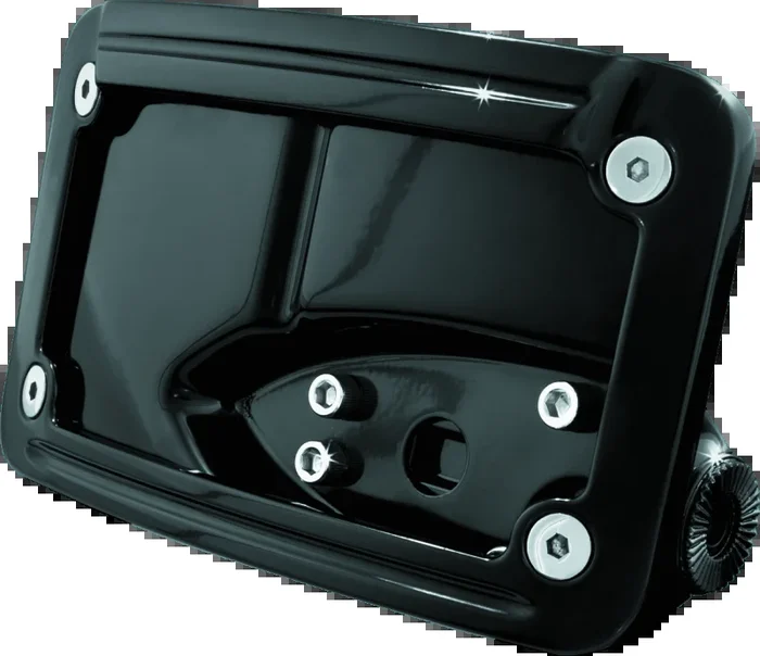 Kuryakyn Curved Horizontal Mount Side License Plate Holder Gloss Black