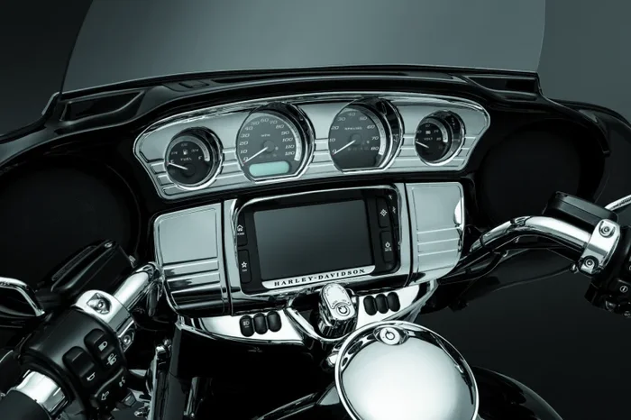 Kuryakyn Deluxe Tri-Line Stereo Trim Kit 14-Up Touring Models Chrome0.6 lb