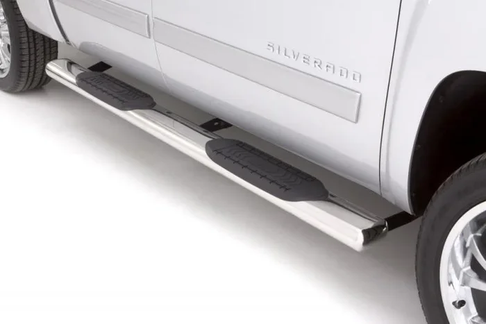 Lund 2019 Chevy Silverado 1500 Crew Cab (Rocker Panel) 6in. Oval Straight SS Nerf Bars – Polished