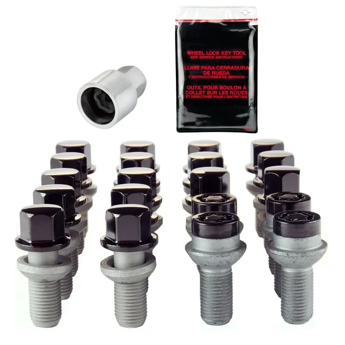 McGard 5 Lug Hex Install Kit w/Locks (Radius Seat Bolt) M14X1.5 / 17mm Hex / 26.3mm Shank L. – Black