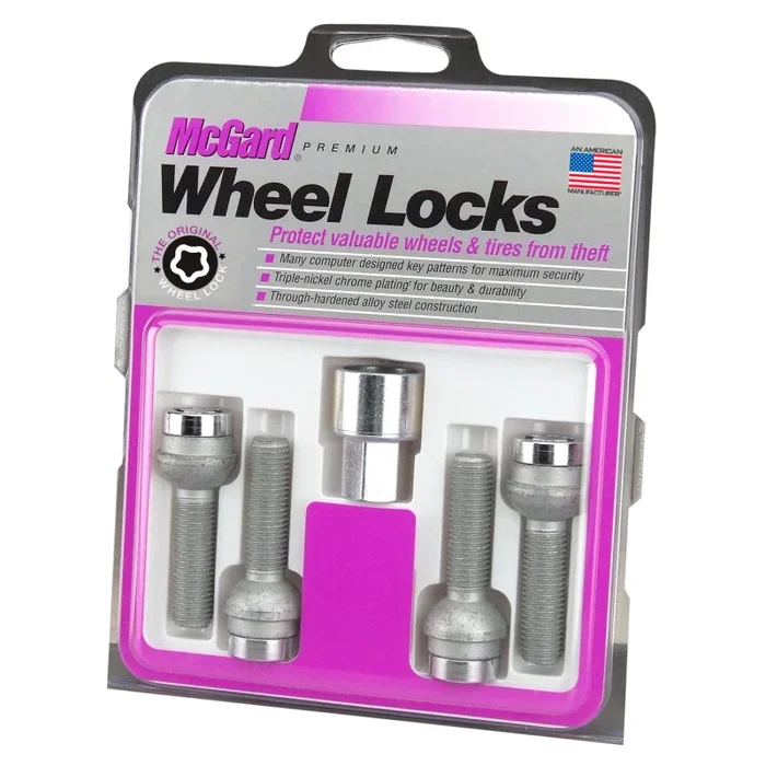 McGard Wheel Lock Bolt Set – 4pk. (Radius Seat) M12X1.5 / 17mm Hex / 39.9mm Shank Length – Chrome