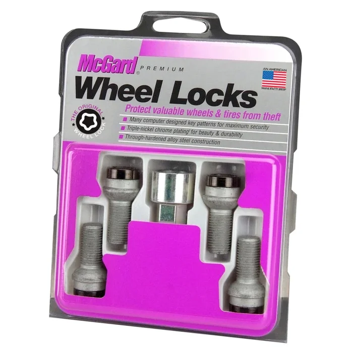 McGard Wheel Lock Bolt Set – 4pk. (Radius Seat) M14X1.5 / 17mm Hex / 26.7mm Shank Length – Black
