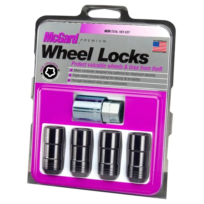 McGard Wheel Lock Nut Set – 4pk. (Cone Seat) M14X1.5 / 21mm & 22mm Dual Hex / 1.965in. L – Black