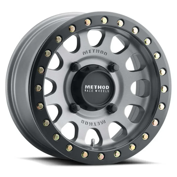 Method MR401 UTV Beadlock 15×6 / 5+1/53mm Offset / 4×136 / 106mm CB Titanium Wheel- Matte Black Ring