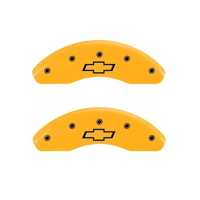 MGP 4 Caliper Covers Engraved Front & Rear Bowtie Yellow Finish Black Char 1997 Chevrolet Camaro