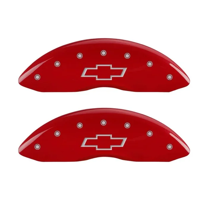 MGP 4 Caliper Covers Engraved Front & Rear MGP Red Power Coat Finish Silver Characters