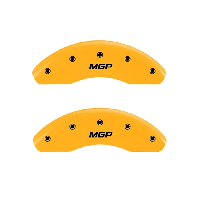MGP 4 Caliper Covers Engraved Front & Rear MGP Yellow Finish Black Char 2016 Buick Cascada