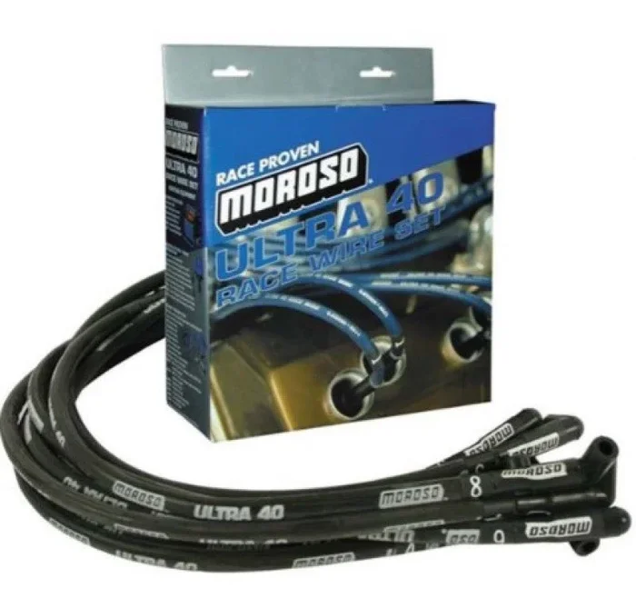 Moroso Chevrolet Small Block Ignition Wire Set – Ultra 40 – Sleeved – Non-HEI – 90 Degree – Black
