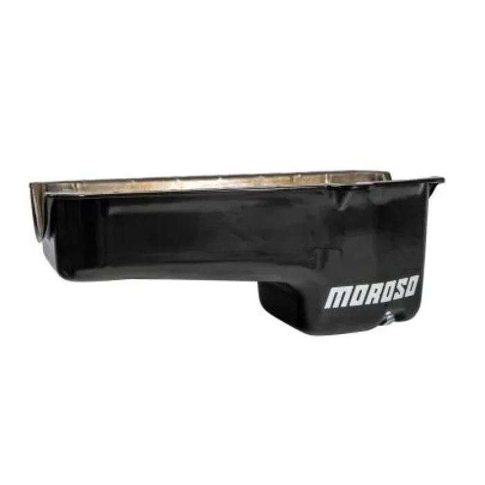 Moroso Pre-80 Chevrolet Small Block (w/Driver Side Dipstick) Wet Sump 6qt 8.25in Steel Oil Pan – Blk