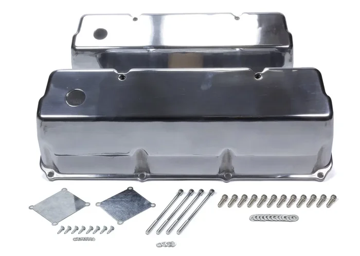 Mr. Gasket BBF Cast Alm Valve Cover Set Tall Polished