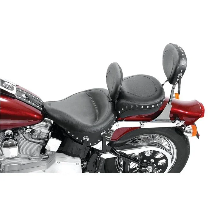 Mustang Harley Low Medallion Sissy Bar Pad (12 inch x 9 inch) w/Studs – Black