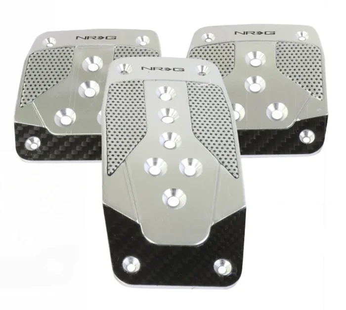NRG Aluminum Sport Pedal M/T – Silver w/Black Carbon