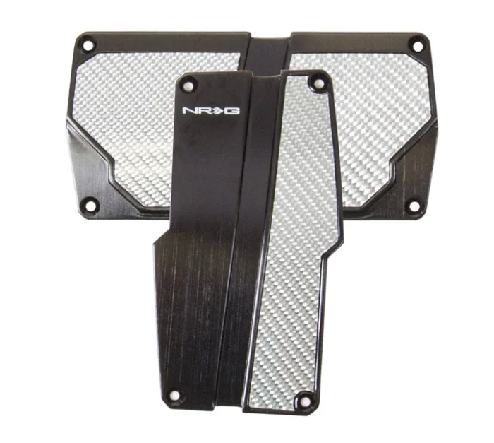 NRG Brushed Aluminum Sport Pedal A/T – Black w/Silver Carbon
