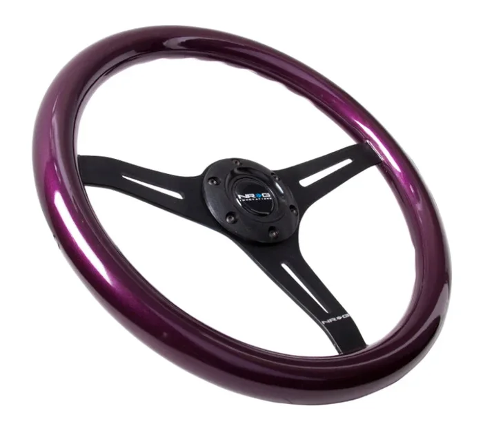 NRG Classic Wood Grain Steering Wheel (350mm) Purple Pearl/Flake Paint w/Black 3-Spoke Center3.2 lb