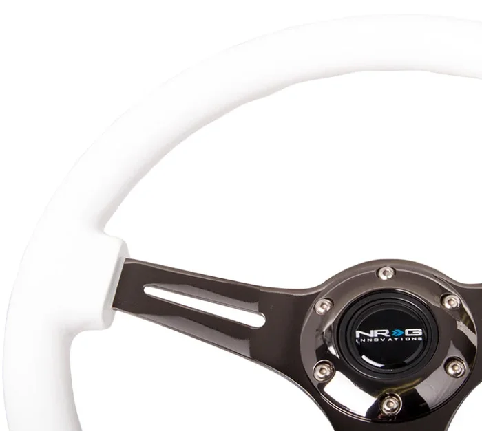NRG Classic Wood Grain Steering Wheel (350mm) White Paint Grip w/Black 3-Spoke Center3.1 lb