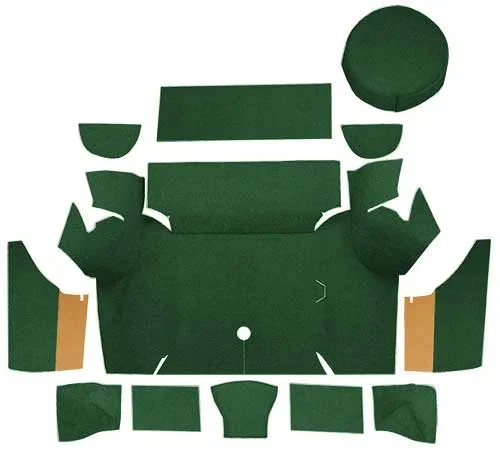 OER 1967-68 Mustang Trunk Carpet Set with Boards Coupe Nylon Loop Dark Green
