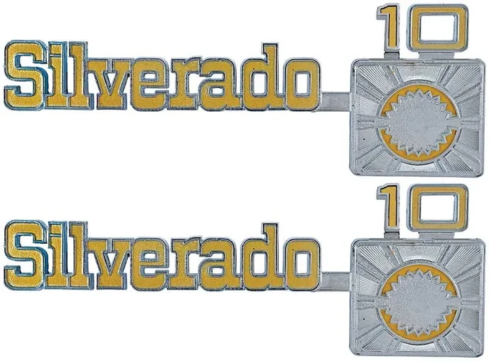 OER 1975-80 Chevrolet Truck “Silverado 10” Front Fender Emblem Pair