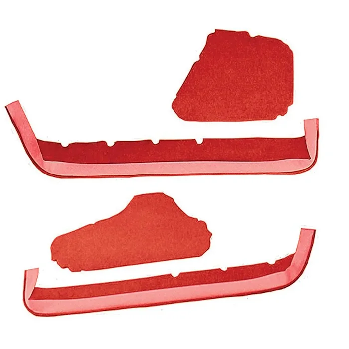 OER 1990-93 Chevrolet Corvette Door Panel Carpet Inserts 4-Piece Set Cutpile Torch Red