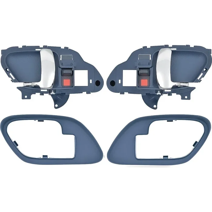 OER 1995-02 Chevy, GMC Pickup Truck, SUV Inner Door Handle Set With Bezels Manual Locks Chrome Lever Blue Housing