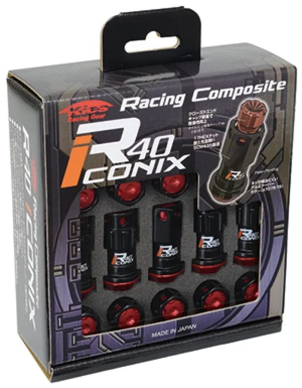 Project Kics 12X1.25 Black R40 Iconix Lug Nuts – 16+4 (Red Cap)